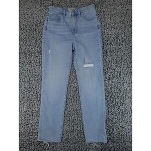 Madewel The Perfect Vintage Jean Women 27 Blue Light Wash Distressed Raw Hem